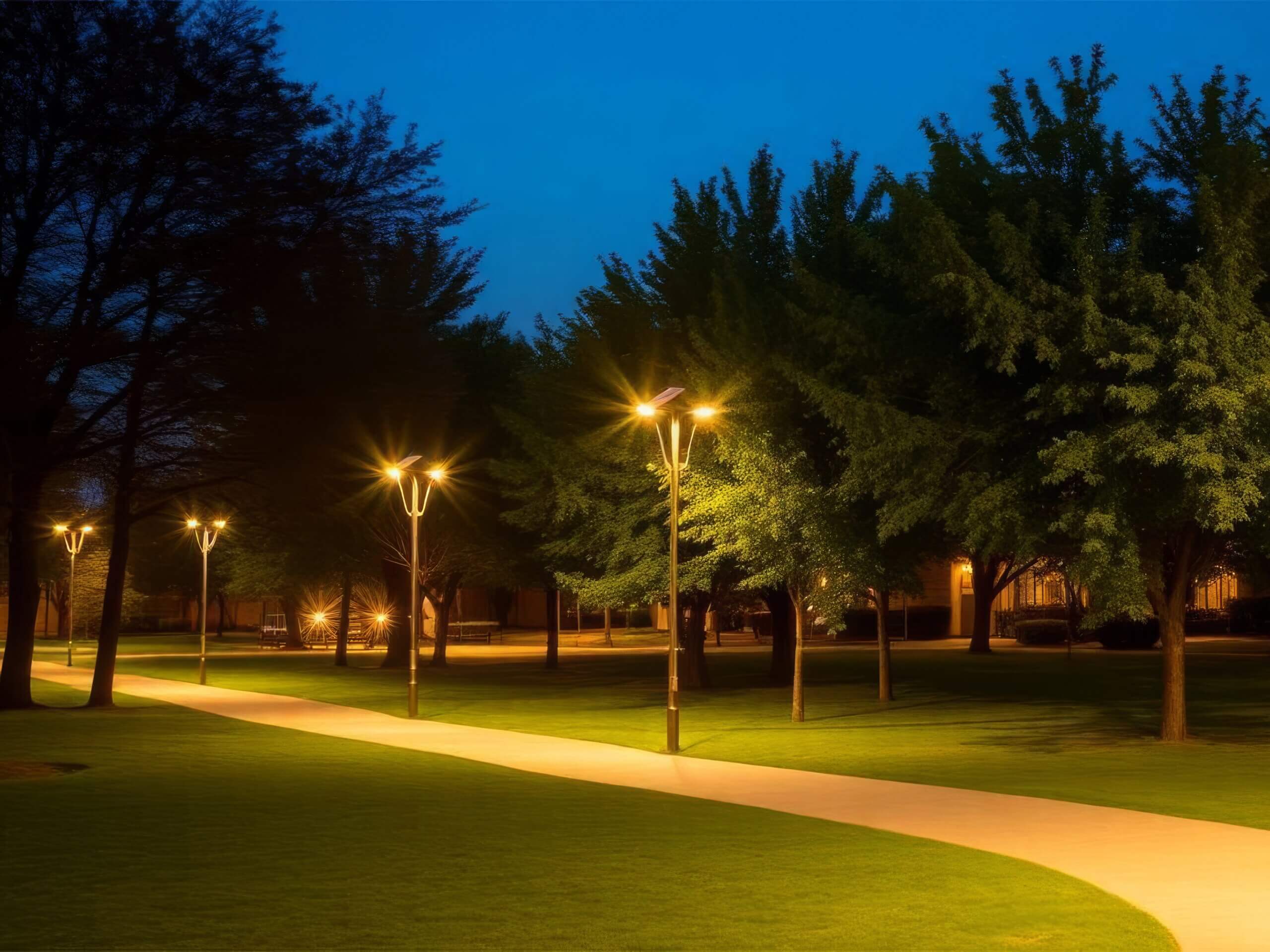 park with solar lights