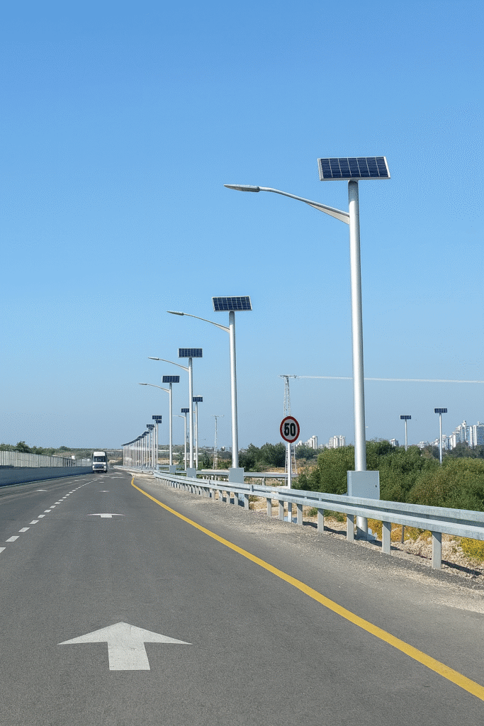 Solar street light installed on roadway - SolarPath USA