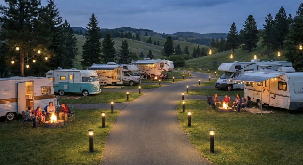 Solar lighting design for RV park pathways