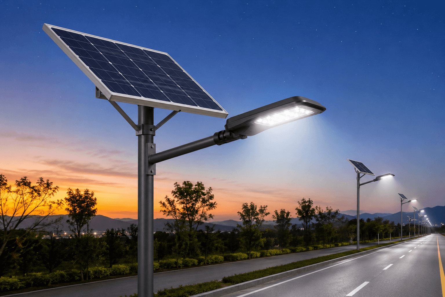 Solar street lights.